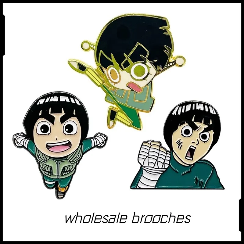 Naruto animação periféricos xiao li broche locke lee crachá saco de escola decorativo colar pino dos desenhos animados broche produtos atacado