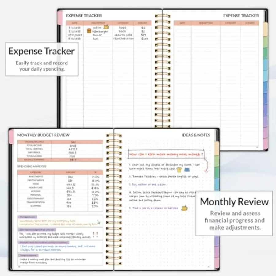 Budget Planner - Monthly Budget Book with Expense Tracker Notebook, Undated 12 Month Bill Organizer and Finance Planner to Mana view 5