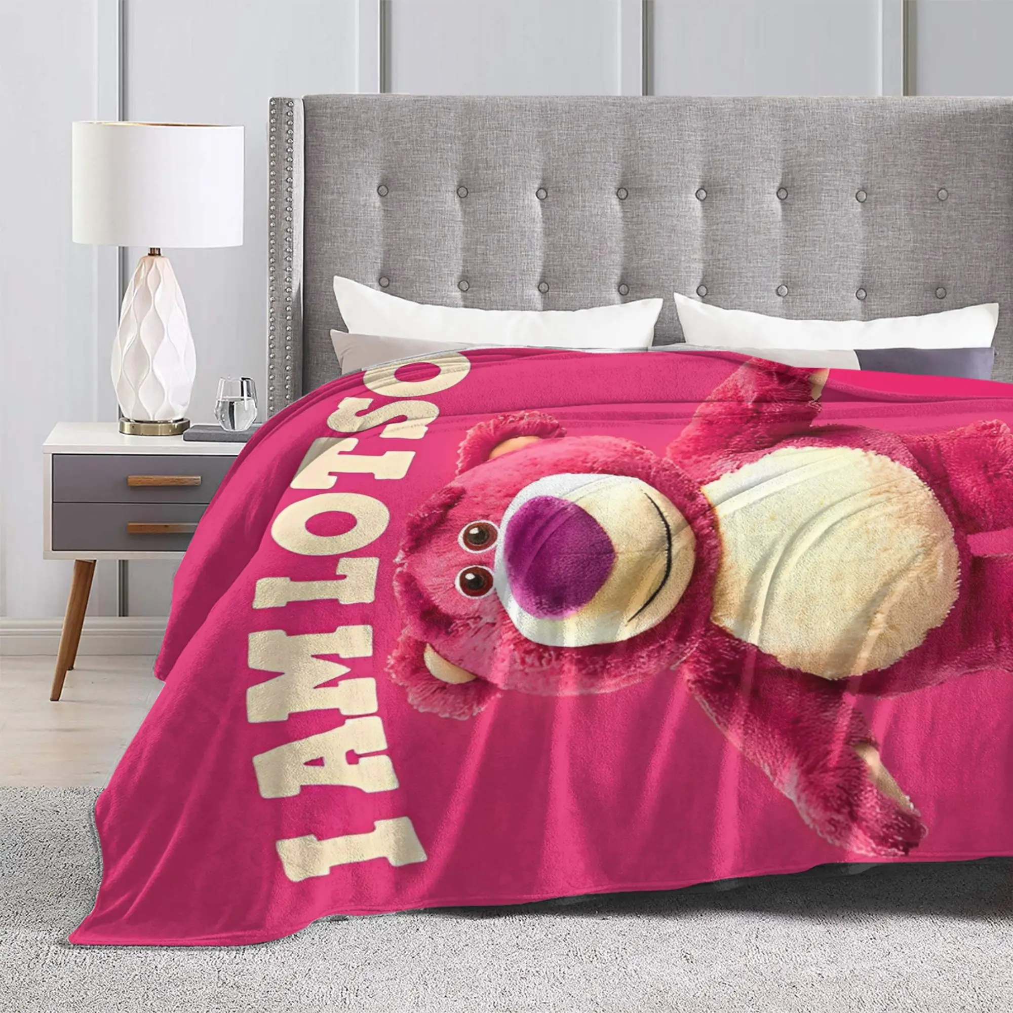 Lotso Cartoon  Blanket  Soft Warm Aesthetic Plush Bedding Throws For Bedroom Picnic Flannel Bedspread Bed Cover
