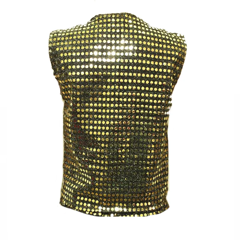 Sequin Sleeveless Vest Costumes Jazz Dance Wear Shining Waistcoat Stage Glitter Dancing for Adult Boys Girls Performance Clothes