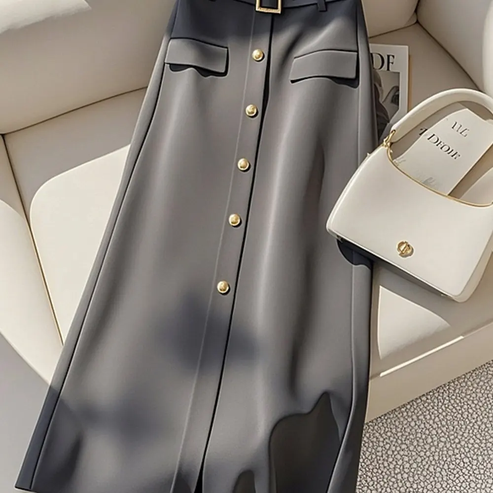 

Women's Skirts Autumn Elegant Fashion 2025 Solid Color High Waist Slim Office Lady Skirts