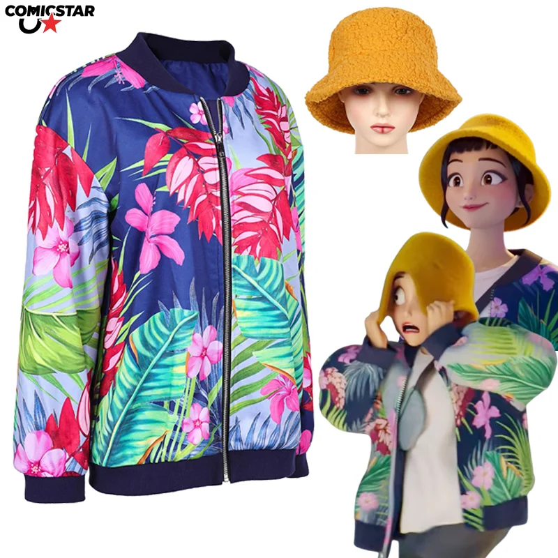 Kpop デーモンハンター Huntrix ガールグループ ゾーイ コスプレ トレンディなフリース バケットハット 鮮やかな花柄プリント ベースボール ジャケット デイリー コンフォート