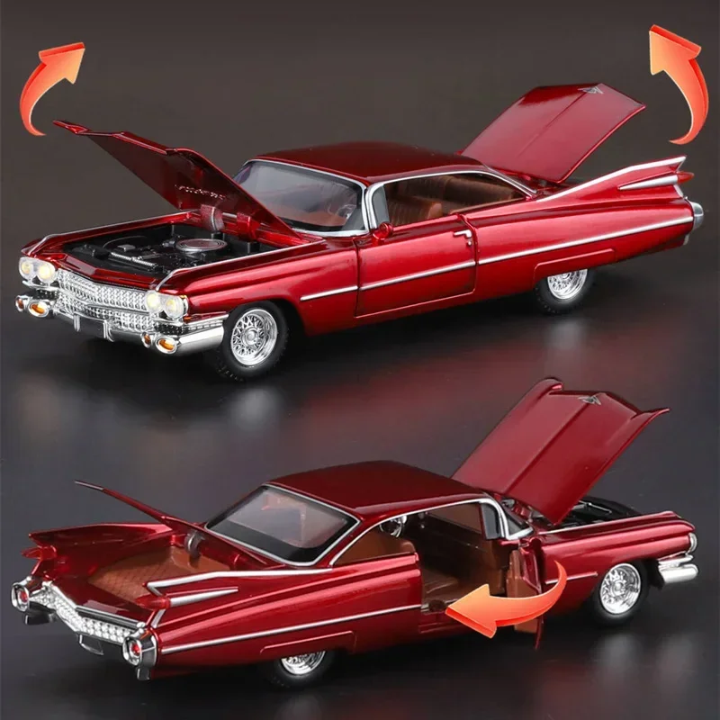 

1/32 Eldorado Biarritz Series 62 Alloy Sports Car Model Diecast Metal Classic Retro Vehicles Car Model Sound Light Kids Toy Gift