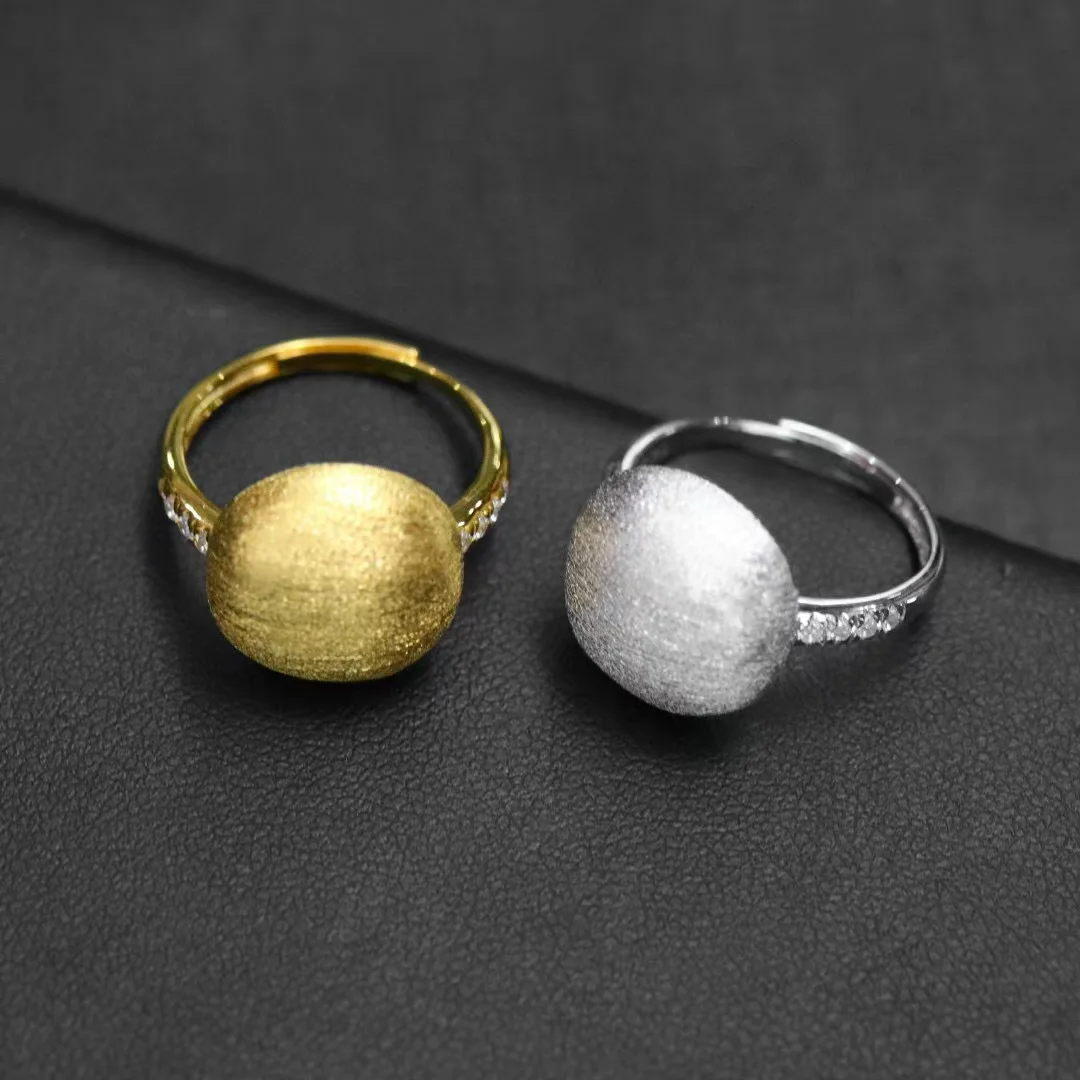 

Genderless Chic 925 Silver Satin Finish Cushion Finger Band AU750 Yellow Gold Linear Brushed Chunky Couple Ring Men Fine Jewelry