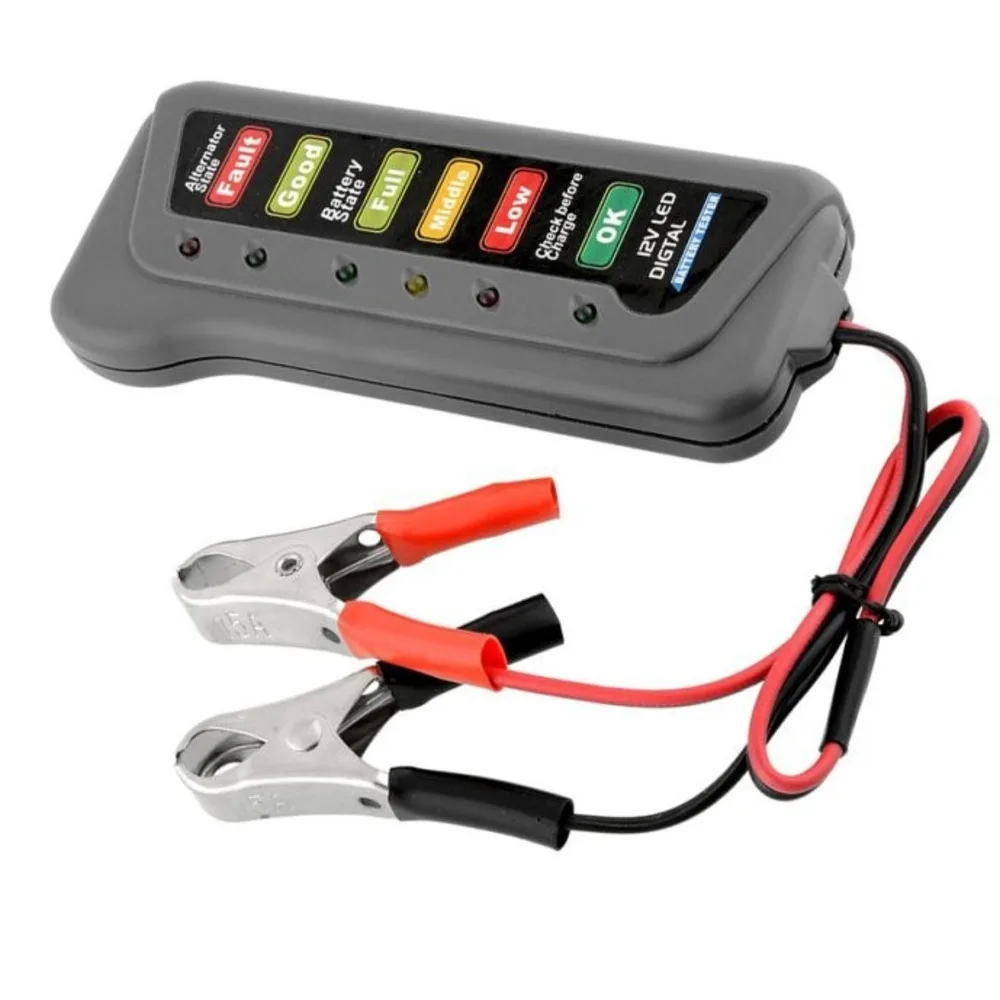 12V Auto Digital Battery Alternator Tester With 6 LED Lights Display Car Battery Tester Car Diagnostic Tool