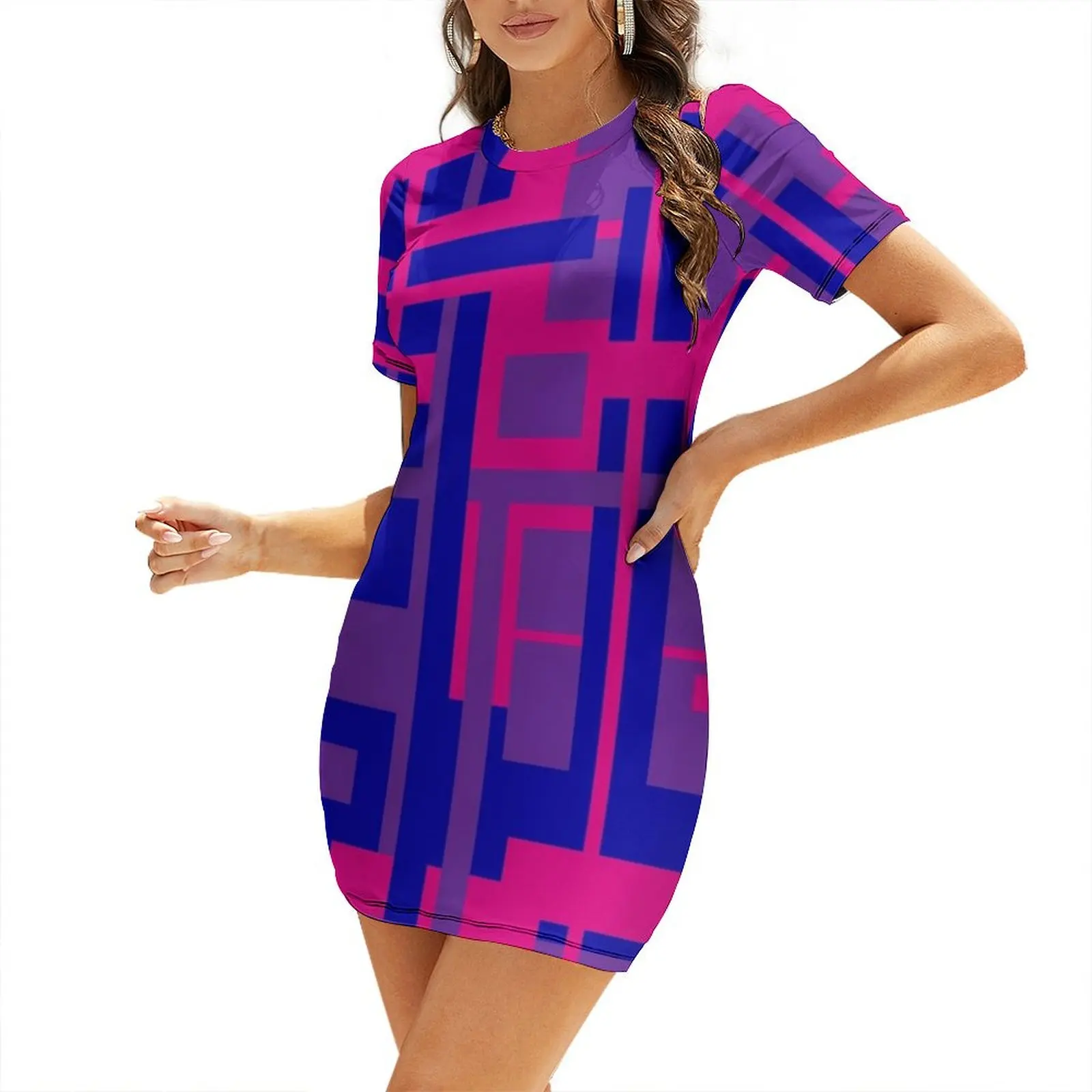 

Bisexual Flag Abstract Short Sleeved Dress women's summer clothing 2024 beach dress