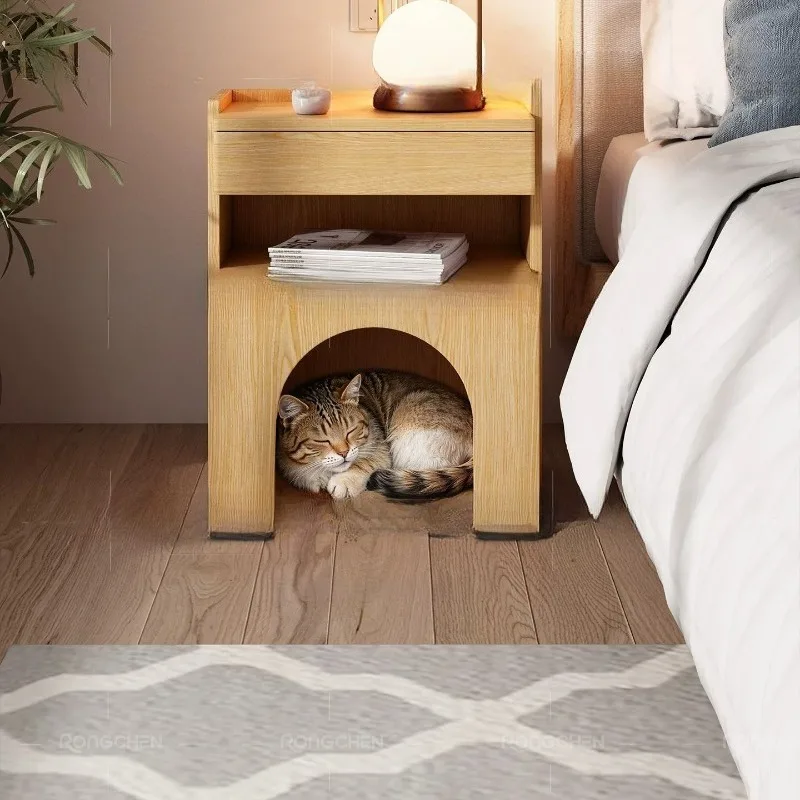 Cat nest bedside table integrated new pet room cage security semi-closed people and pets co-living furniture antique style