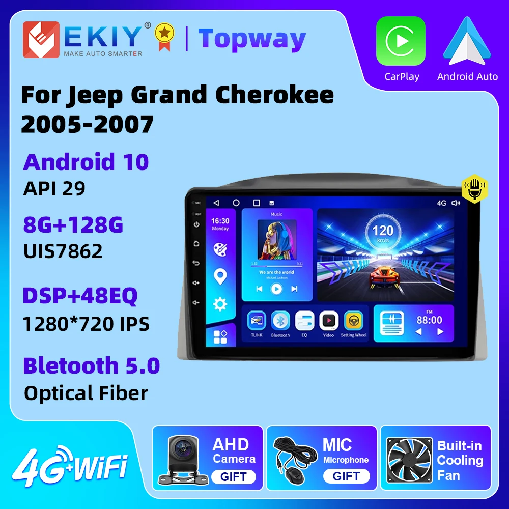 

EKIY автомобильный радиоприемник для Jeep Grand Cherokee 2005-2007 Android мультимедийный видеоплеер GPS-навигация Carplay Android авто без DVD