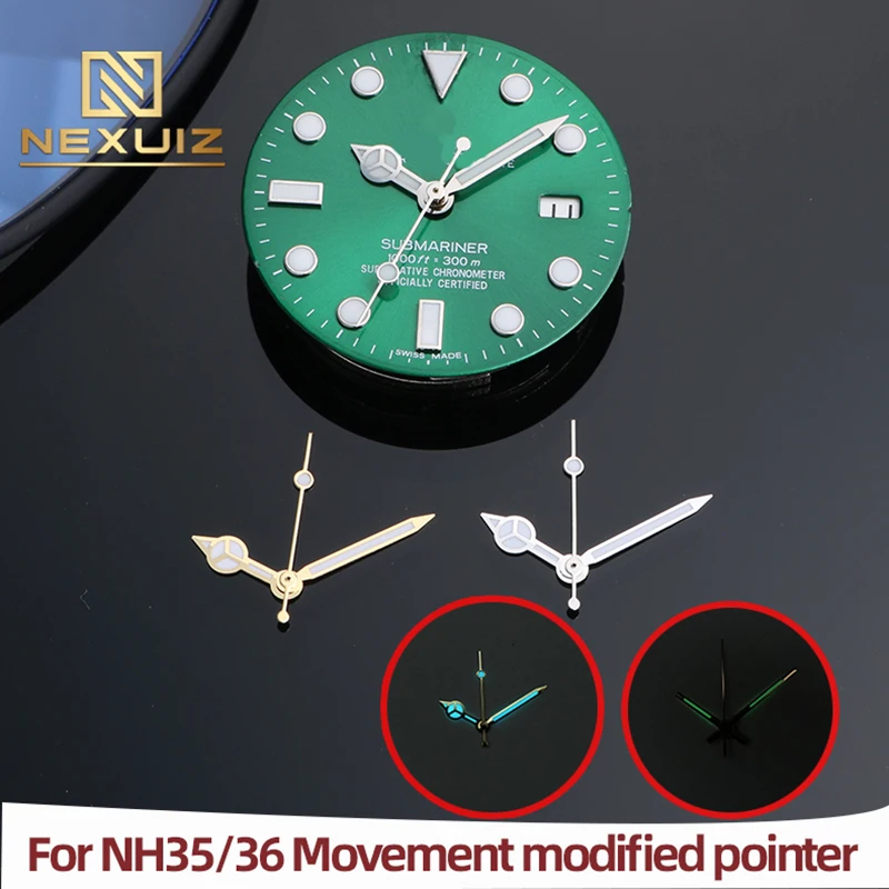 Pointer For Rolex Water ghost Datejust NH35 NH36 Movement Second hand Watch Accessories Green and Ice blue Luminous