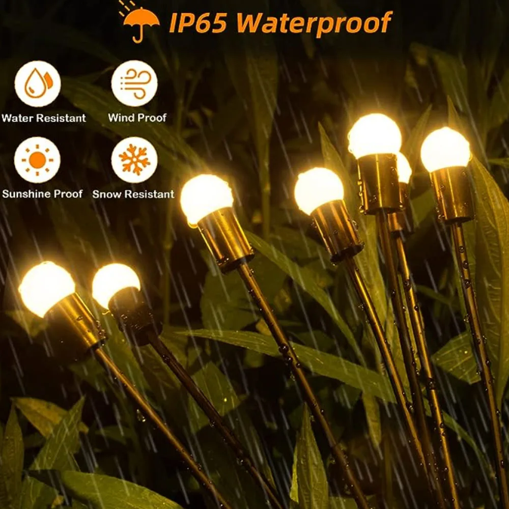 Luci solari a LED Firefly lampade da giardino solari impermeabili per esterni luci paesaggistiche per la decorazione del giardino del cortile atmosfera natalizia