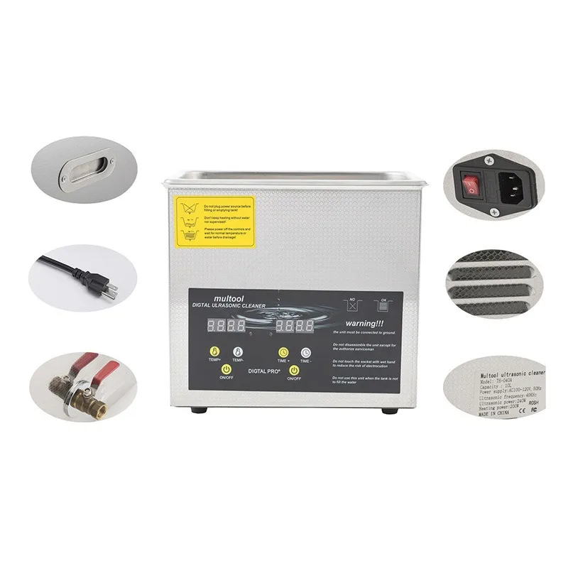 Heavy Duty 6L Industrial Ultrasonic Cleaner Multifunction Rust Removal Degreasing Cleaning Machine Stainless Steel Tank for