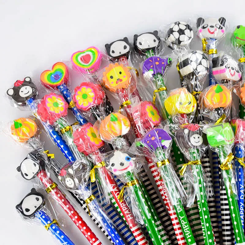 قلم رسم على شكل حيوان كرتوني مع ممحاة ، قلم رسم HB خشبي للأطفال ، هدايا حفلات أعياد الميلاد ، مواد حشو ، أدوات مكتبية ، 19 + ، 5-40