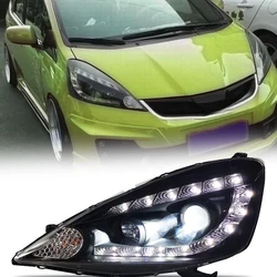 Full Headlight for  Honda Fit 2008-2010, Halogen Bulbs, LED Lights, Indicator Lights.