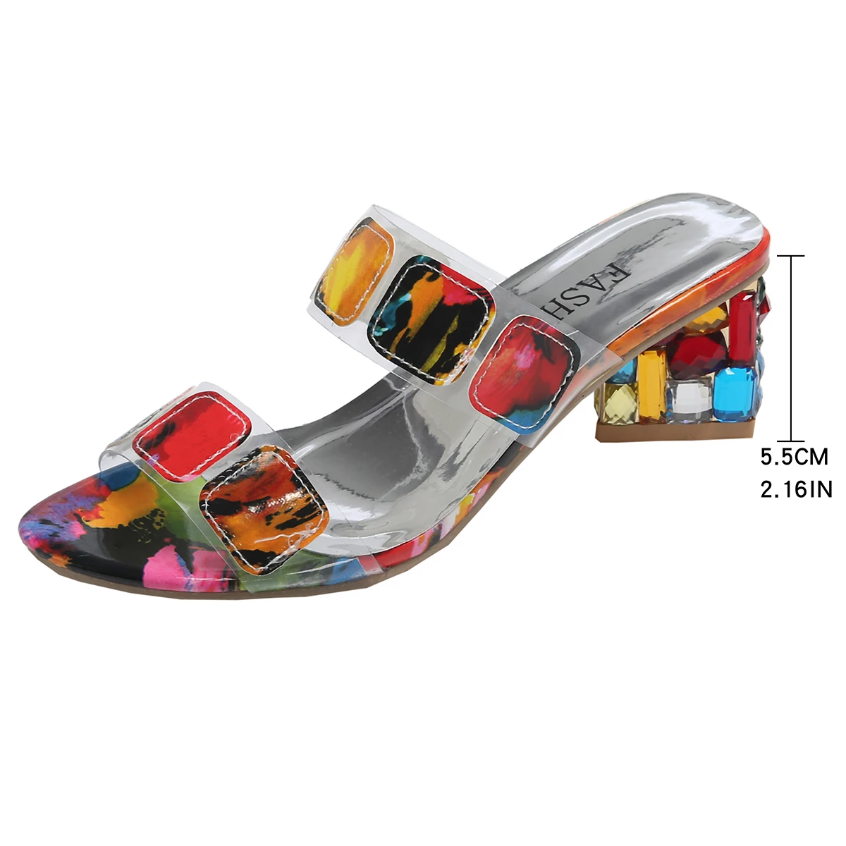 

Женские модные тапочки на квадратном каблуке 5,5 см, высокие разноцветные туфли с кристаллами, женские модельные туфли для отдыха в стиле ретро, милые Zapatillas De Mujer