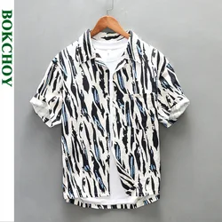 2024 Summer New Casual Loose Cuban Collar Short Sleeve Shirts Men Clothing Beach Thin Soft Streetwear AZ229