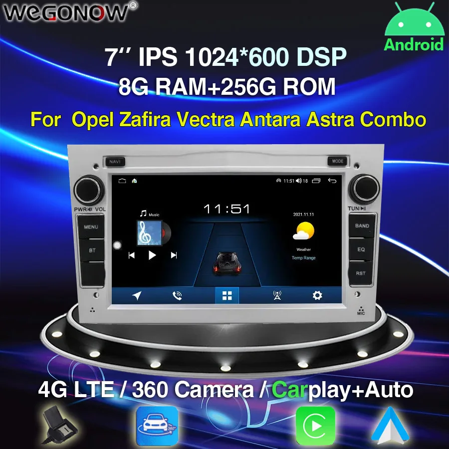 Radio para Auto de 7" para Opel Zafira, Vectra, Antara, Astra, Combo, Carplay, Android 12.0, Reproductor de DVD para Auto con Pantalla IPS, GPS, WIFI, Bluetooth 5.0, RDS