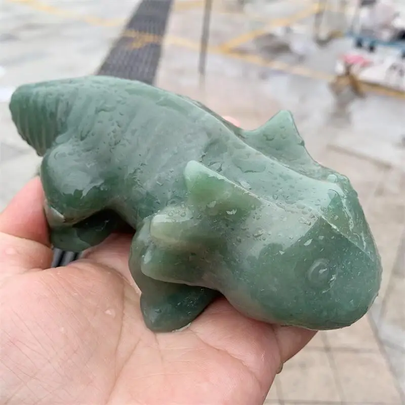 

Natural Green Aventurine Giant Salamander Carving Reiki Healing Fengshui Stone Gift Home office Decoration gift 1PCS