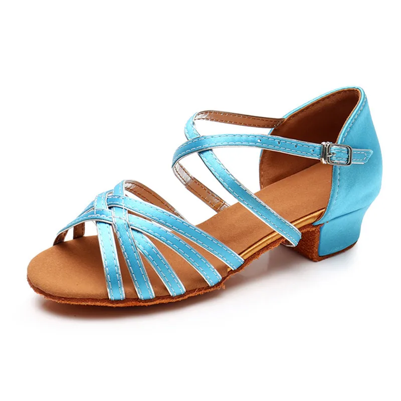 2025 Scarpe da ballo per bambini per ragazze Scarpe da ballo latino 3 cm Ladies Modern Tango Dancing Donna Scarpe latine Sandali salsa