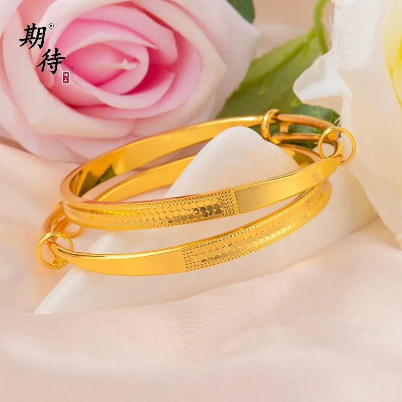 Zylax Jewelry Luxury 24K 9999 Pure Gold real gold Women's Dragon Scale Bracelet Fish Scale Push-Pull Bracelet