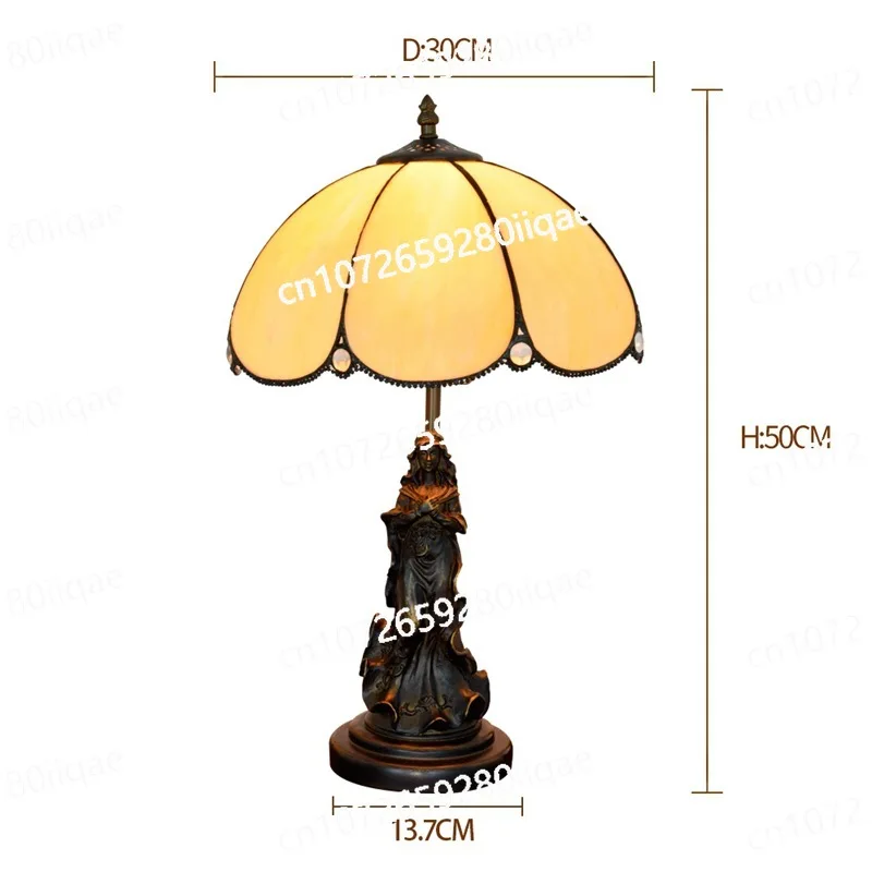 12inch 30cm European Classic Love Beads Desk Lamp Stained Glass Retro Bar Restaurant Children Bedroom Bedside Table Lamp