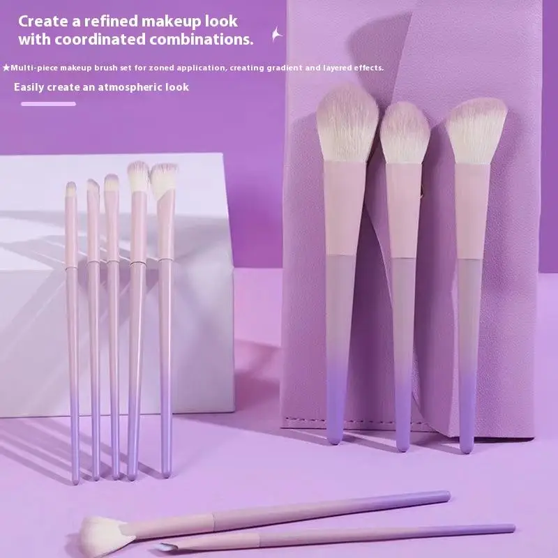 Set di pennelli per trucco viola da 10 pezzi, pennello per ombretto in polvere sciolta, set completo di pennelli per correttore per strumenti di bellezza