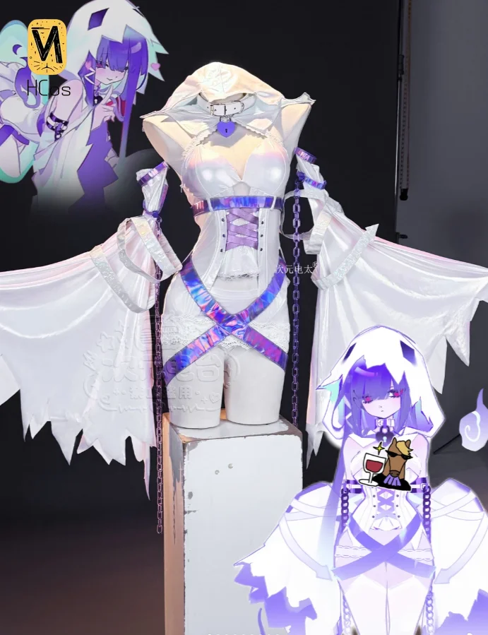 Handmade Cos Outfit: Muse Dash Cosplay Costume Marija Ghost Skin Full Set Dark Ghost Style Outfit For Women Comic‑Con Party HCos