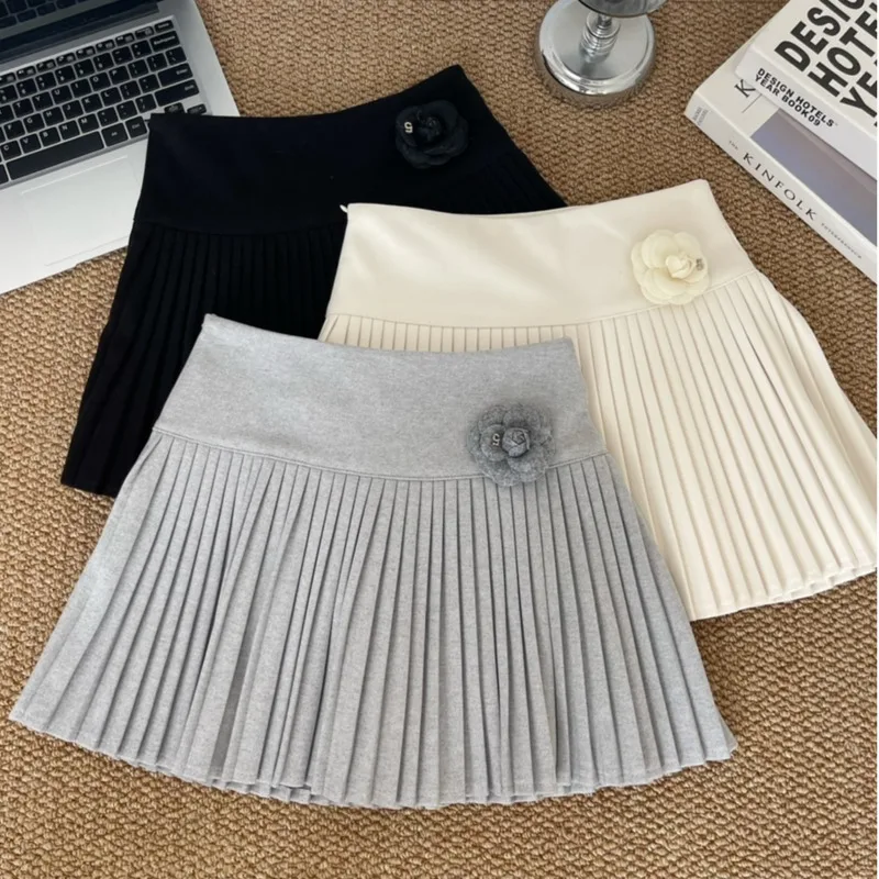 

2024 new collection Women's Woolen Pleated Short faldas Autumn Winter American Korea Style Straight High Waist y2k Mini Skirt