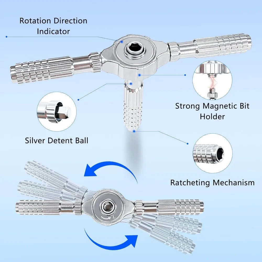 Set Obeng Ratchet 40 in 1, Set Mata Obeng Magnetik Baja S2, Kit Alat Perbaikan Portabel dan Ringkas untuk Elektronik, Komputer