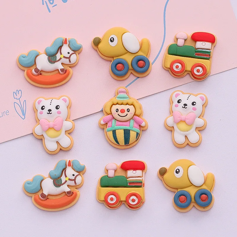 100pcs Kawaii Resin Circus Trojan Train Cabochons Flatback Flat Back Resin Cartoon For Bows DIY Scrapbooking Accessories