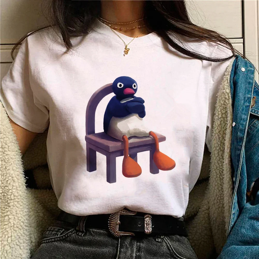 S-5XL Pingu t-shirts women comic designer funny Tee girl Japanese comic streetwear clothing