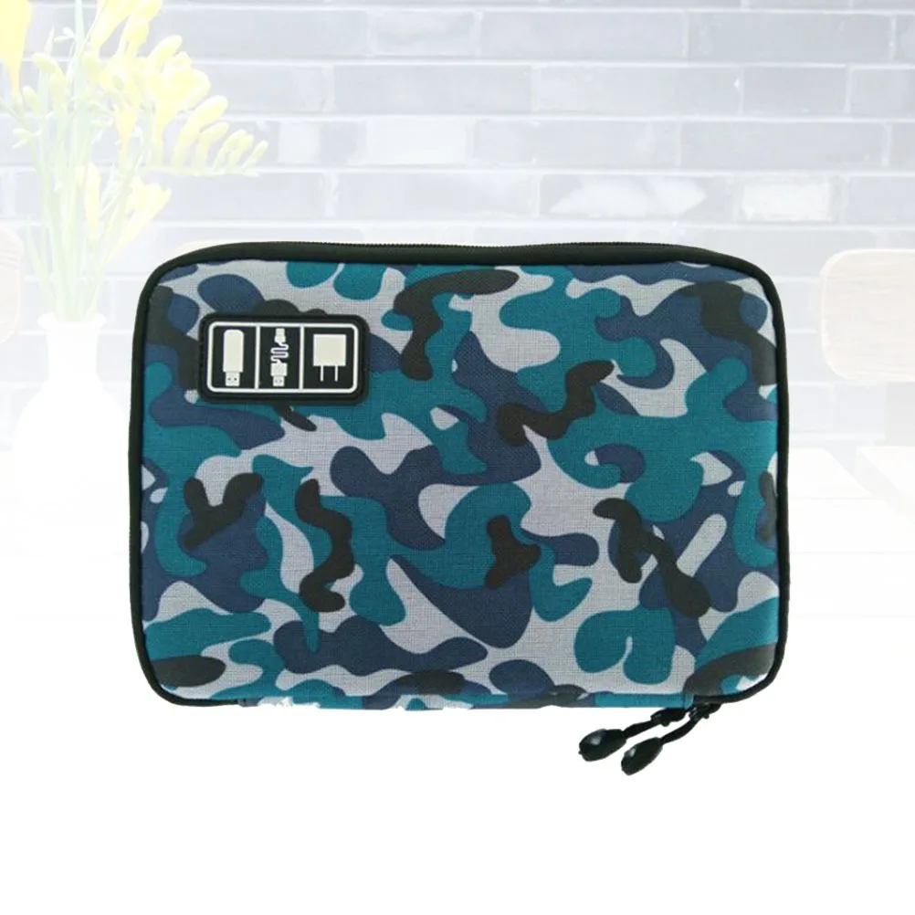 

Camouflage Blue 2 Layer Waterproof Electronics Organizer Bag Portable Cable Storage for USB Drives Chargers Gadgets Travel