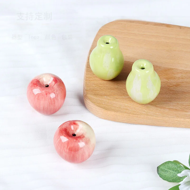 Nordic Mini Apple Pear Shape Incense Burner Ornaments Living Room Bedroom Tea Table Ceramic Incense Holder Handicraft Decoration