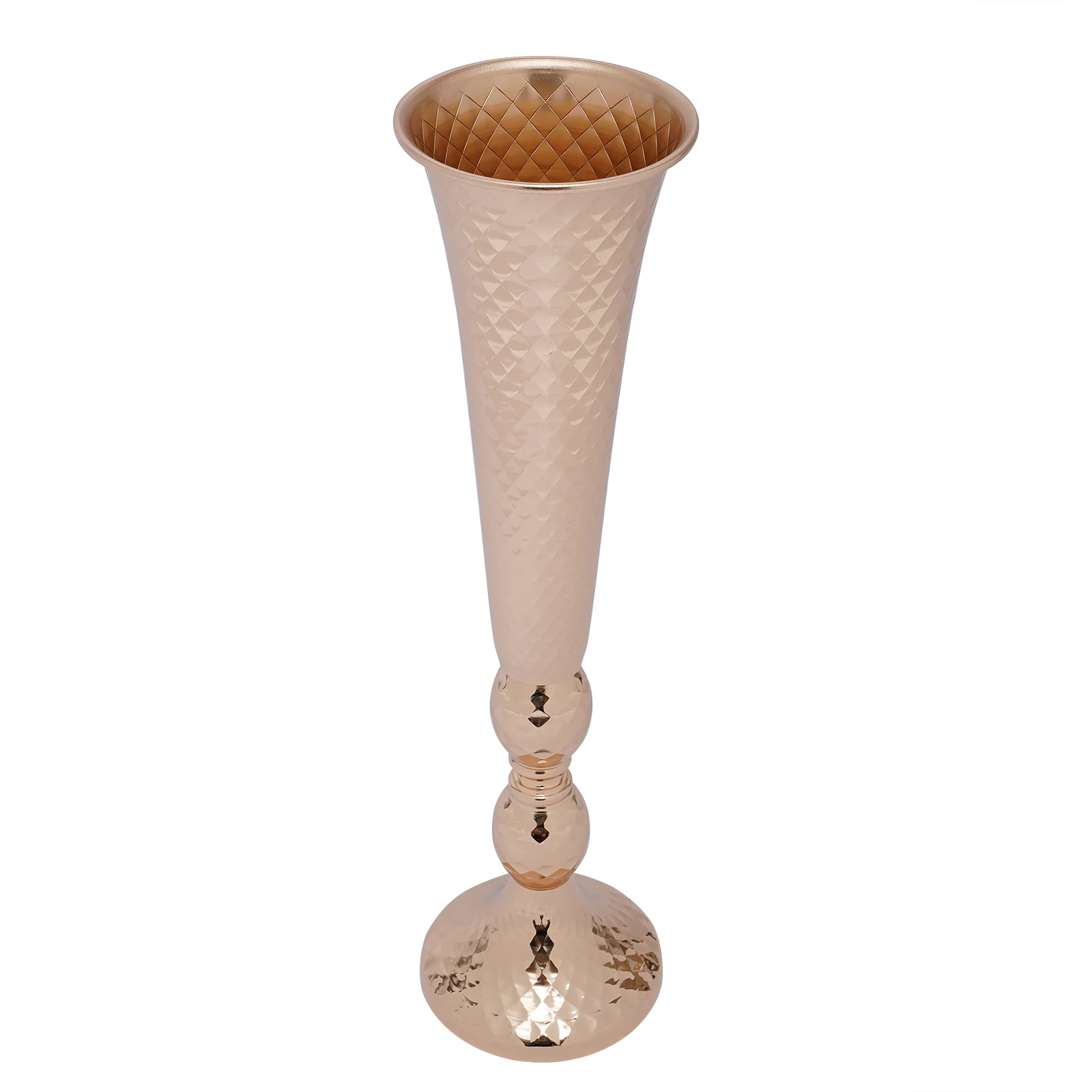 Classic Gold Tall Wedding Flower Vase, S Shape Design, Diamond-Pressed Surface, High-Strength Iron, Easy Assembly