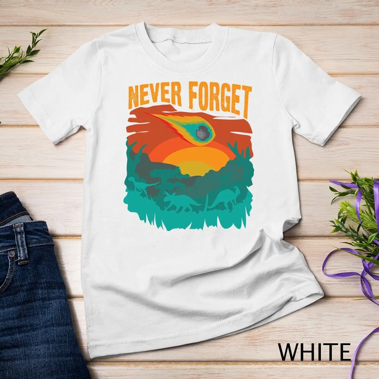 Never Forget  Cool Dino Asteroid Collision Gift Unisex T-shirt