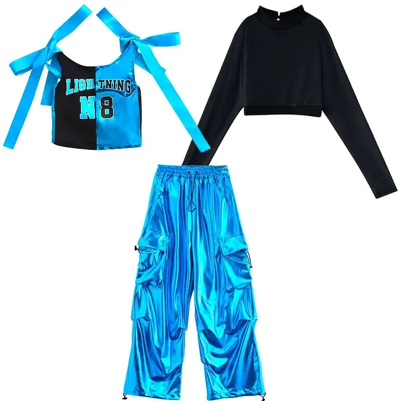 Trajes de baile de Jazz para niñas, ropa de Hip Hop fresca para niños, Ropa de baile callejero para niños, trajes Kpop de grupo de porristas