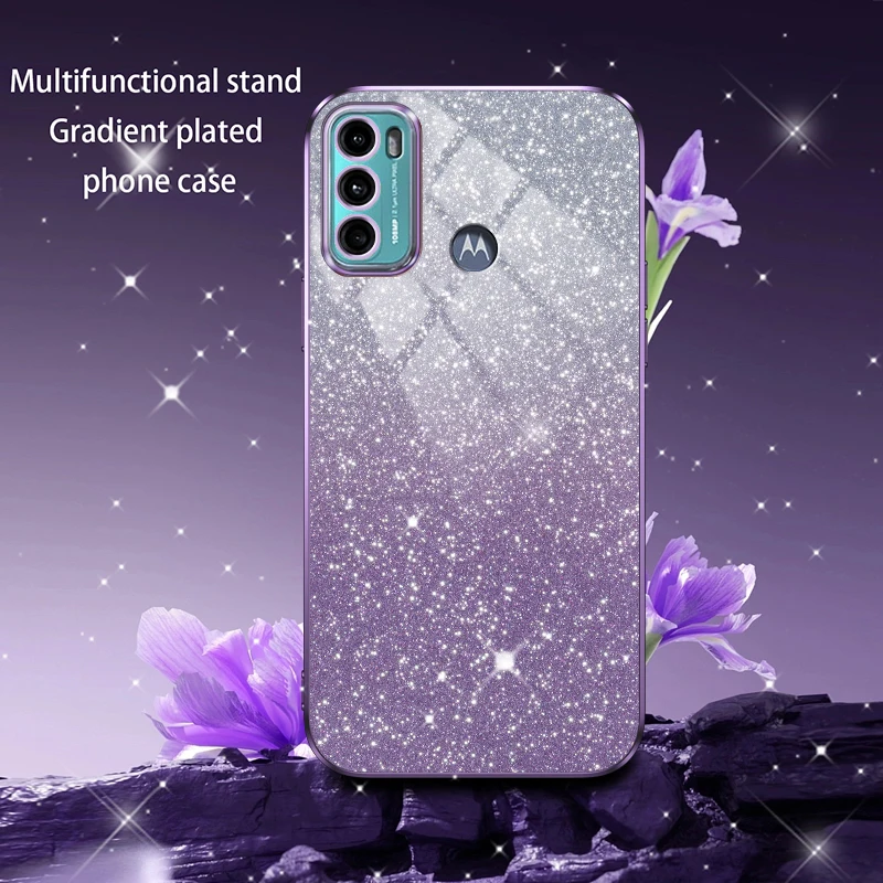 G60 Luxury Gradient Glitter Plating Case On For Motorola Moto G60 G50 G20 G30 G10 G22 G23 G73 G53 G42 G32 G62 G71 G31 Cover G60s