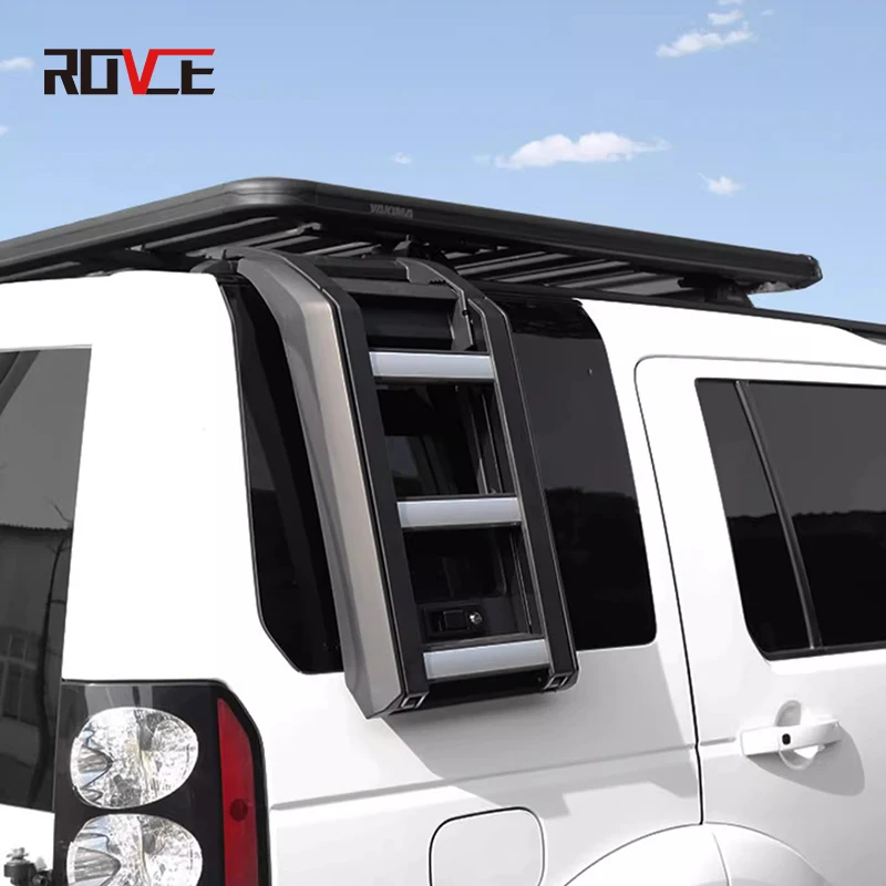 ROVCE Aluminum Alloy Side Folding Ladder For Land Rover Discovery 4 3 LR4 2010-2016 Climbing Ladder High Quality