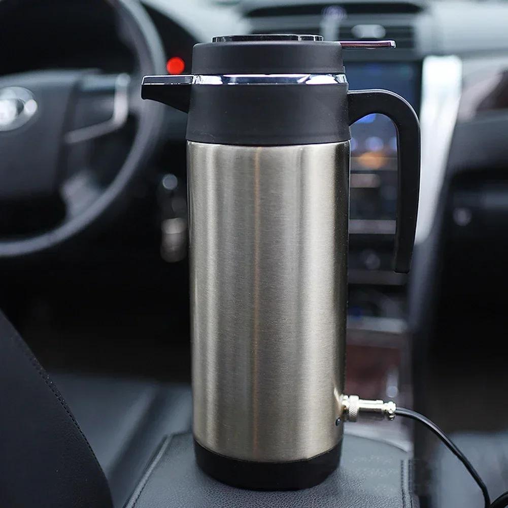 12V/24V 750ML 1200ML Car Electric Heating Cup Kettle Stainless Steel Water Heater Bottle Shut Off Fast Boiling Kettle for Travel