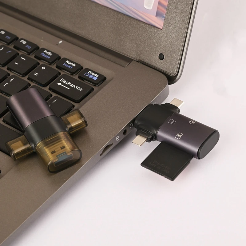 USB-C+USB3.0+For Apple Port SD Card Reader OTG Adapter Memory Card Reader For Ipad Android For Mac PC For SDXC,SDHC,SD