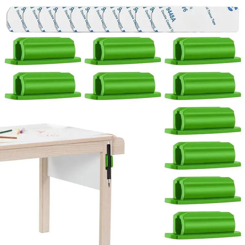 

Single Pen Holder Self Adhesive Silicone Pencils Holder With 10 Stickers Portable Flexible Stationery Display Stand Colorful