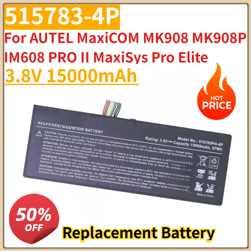 

New 515783-4P 3.8V 15000mAh 57Wh Battery for AUTEL MaxiCOM MK908 MK908P IM608 PRO II MaxiSys Pro Elite