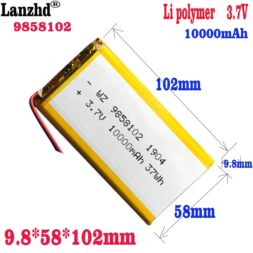 1-10PCS Li polymer lithium battery 3.8V 9858102 9.8*58*102mm 10000mAh For Xiaomi power bank navigator tablet MID Batterie 3.7V