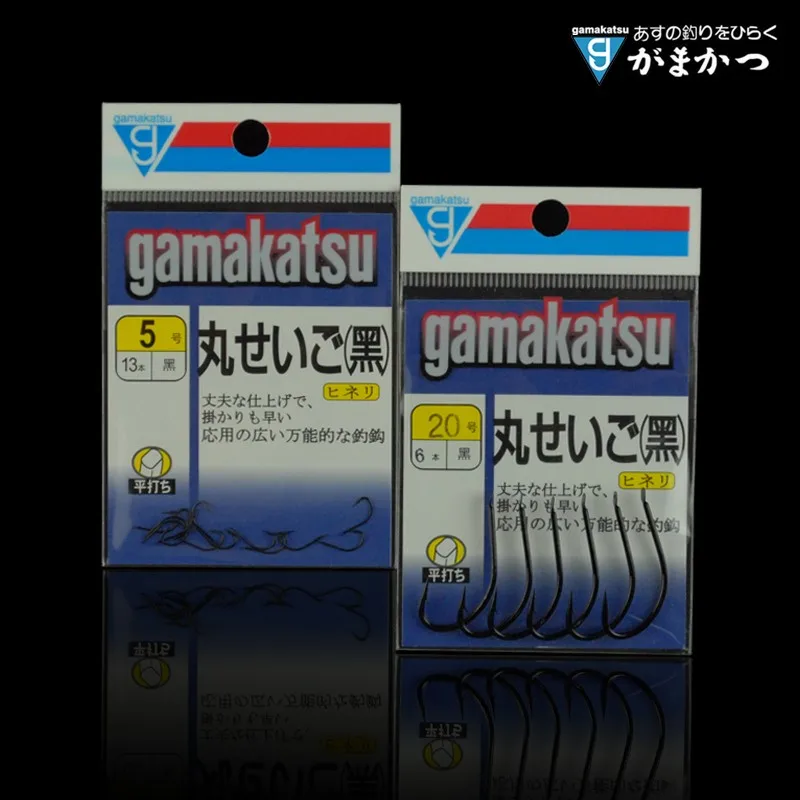 Gamakatsu-anzuelo de pez Maruki negro C1MA1 negro 5-20 #, punta de anzuelo ligeramente retorcida con púas, producido en Japón