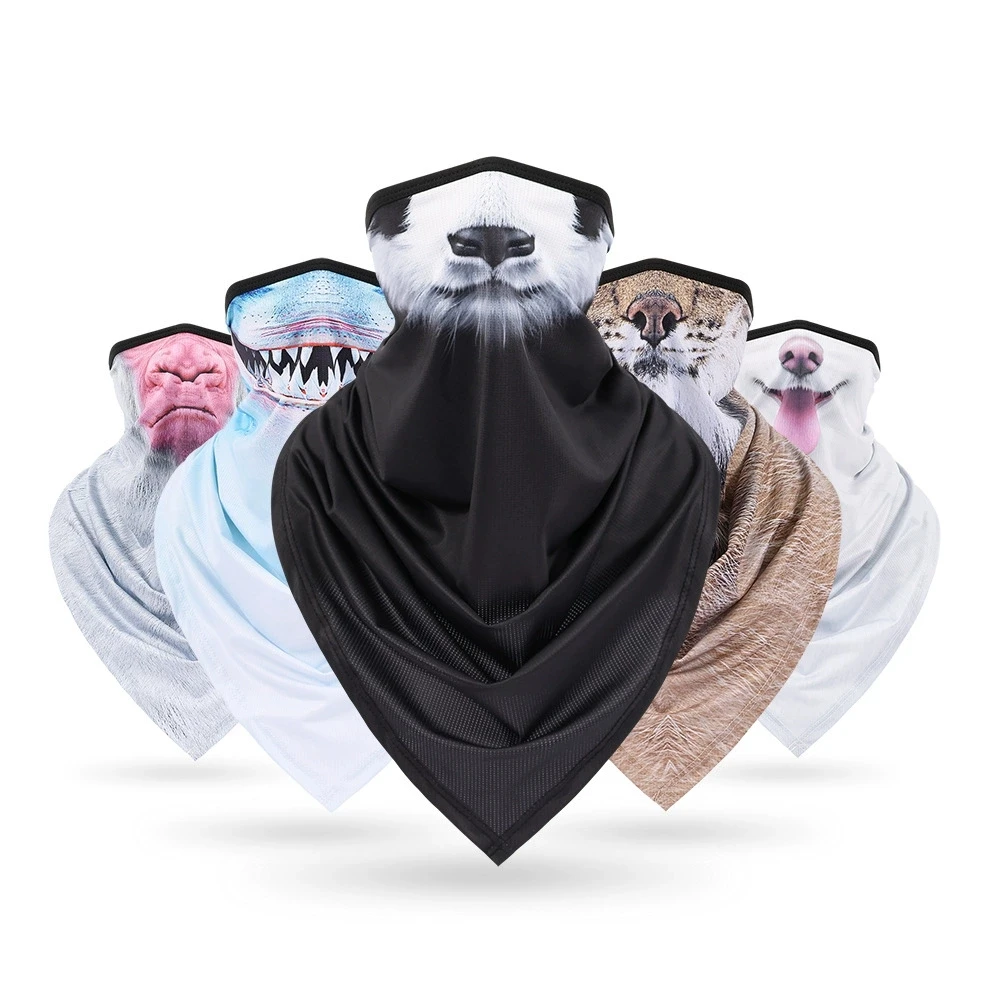 

Multifunctional 3D Animal Print Triangle Scarf New Bandana Unisex Sports Hiking Headgear Cycling Face Mask Reusable Neck Gaiter
