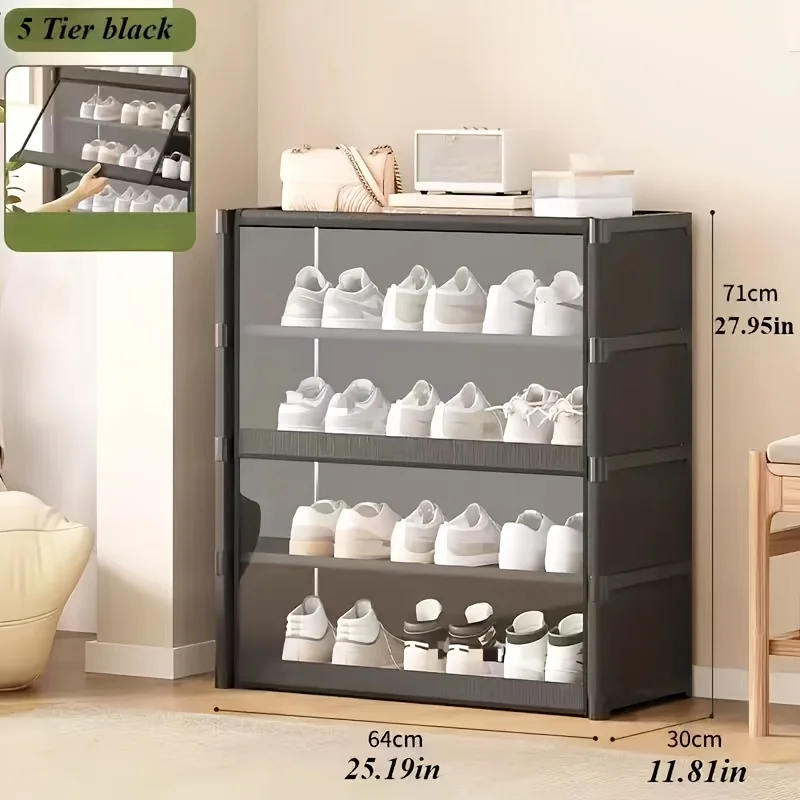 Simple Dustproof Shoe Storage Cabinet Floor Type Easy Assemble Shelf For Dorm Bedroom Rental House Entryway Organizer Supplies image 4