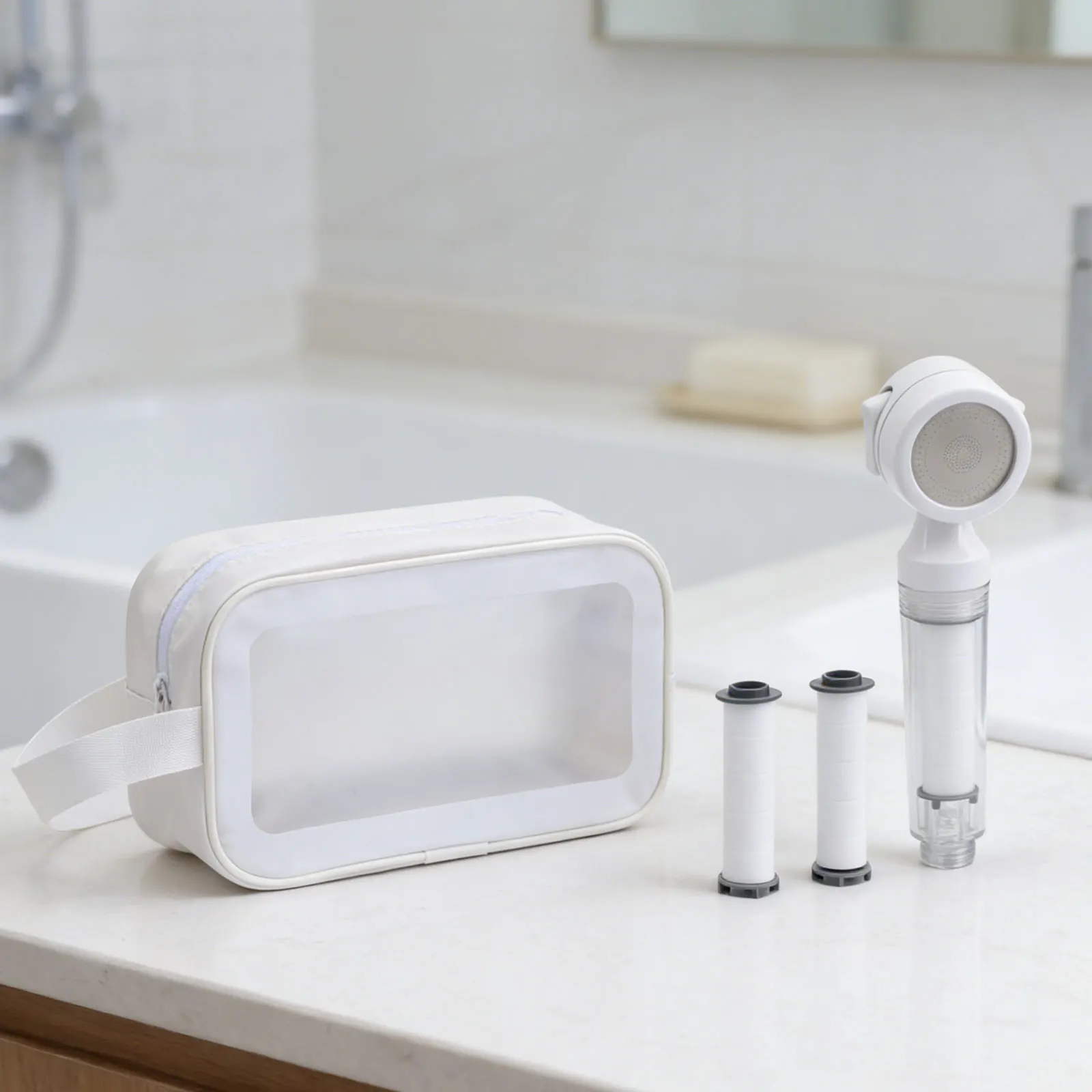 For Traveling Portable Showers Filtered Shower Head Elegant White Color High-Quality ABS Material Easy Installation