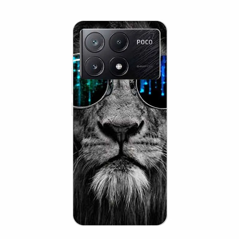 For Xiaomi Poco X6 Pro Phone Case Lion Wolf Tiger Clear Silicone Soft TPU Back Cover Case For Poco X6 Pro Case PocoX6 Pro K70e