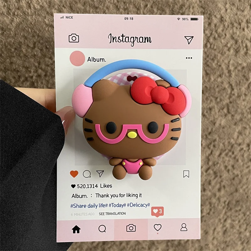 Für Magsafe Magnetischer Handygriff, Ständer, Niedlicher 3D-Cartoon Hello Kitty für iPhone, Faltbarer Halter mit Drahtlosem Laden, Stereoskopischer Halter – Detail 15