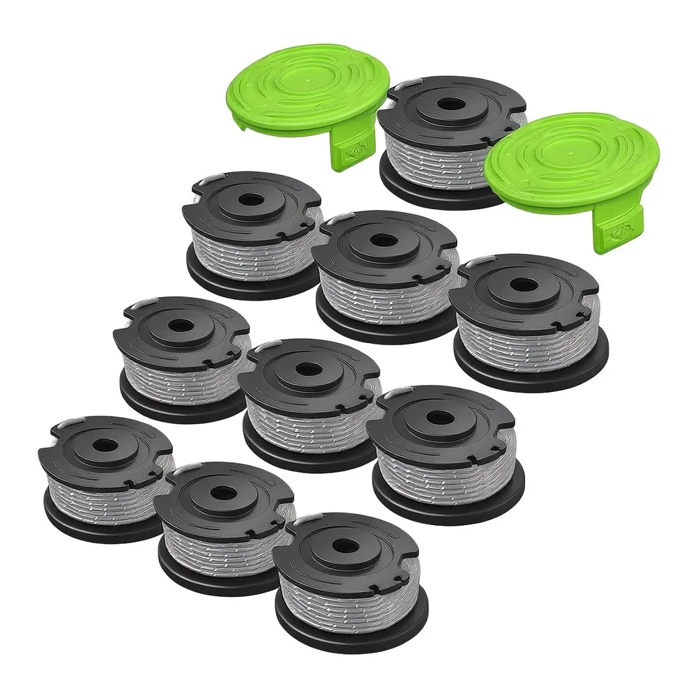 0.065 Auto Feed Replacement Spools for Greenworks String Trimmers 10 Pack with Protective Covers for Long Term Use
