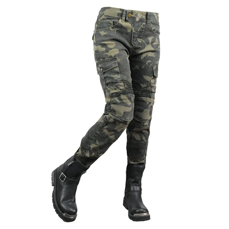 New Style Camouflage Stretch Motorcycle Jeans Women's Motorcycle Racing Cycling Pants Fall-resistant Casual with 4 protection